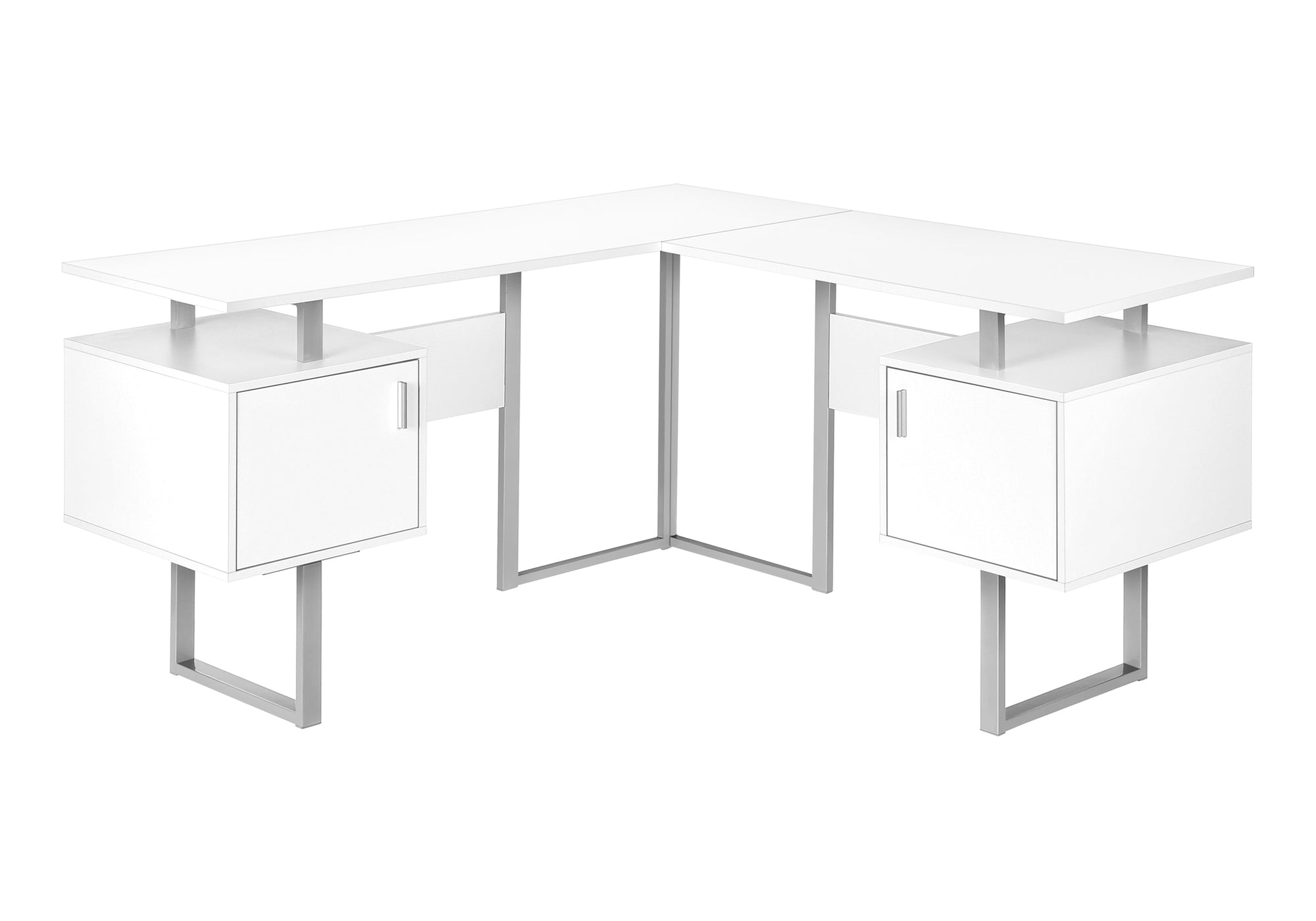 COMPUTER DESK - 58""L / WHITE / SILVER METAL CORNER