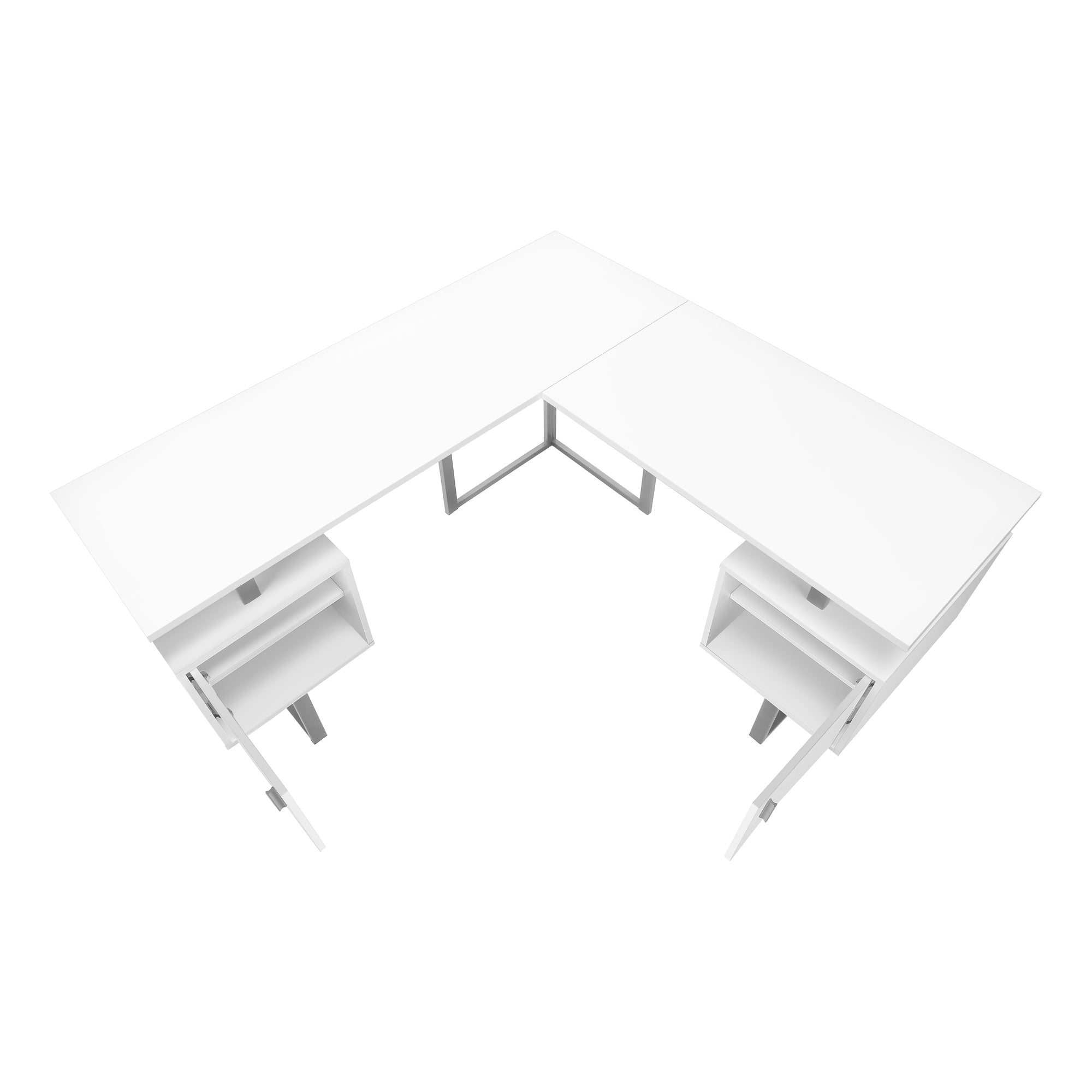 COMPUTER DESK - 58""L / WHITE / SILVER METAL CORNER