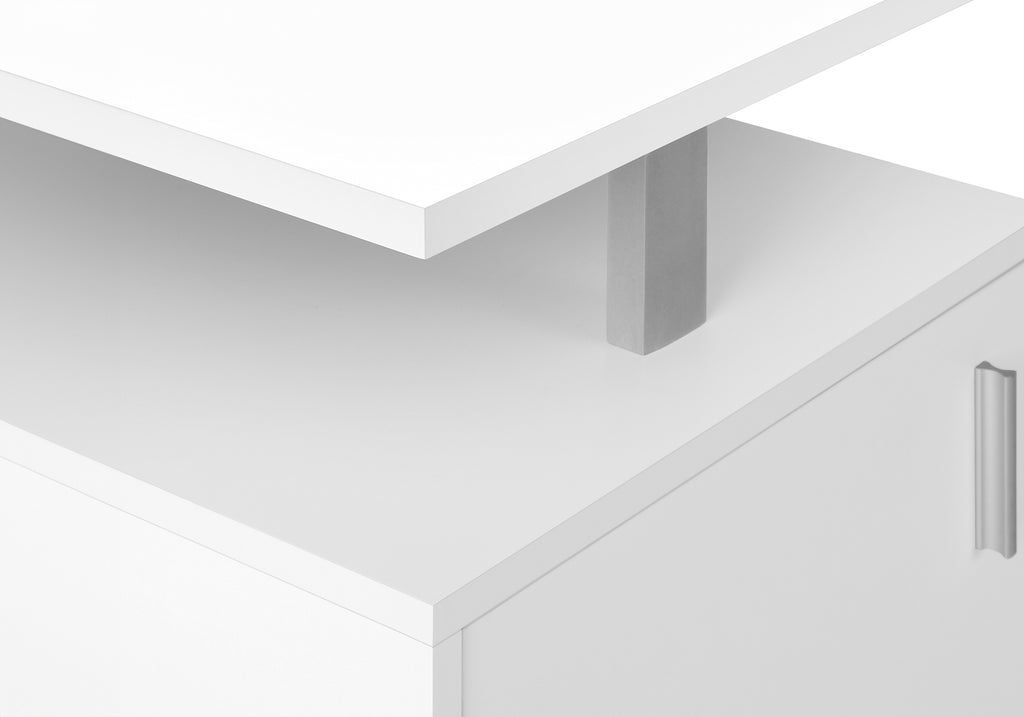 COMPUTER DESK - 58""L / WHITE / SILVER METAL CORNER