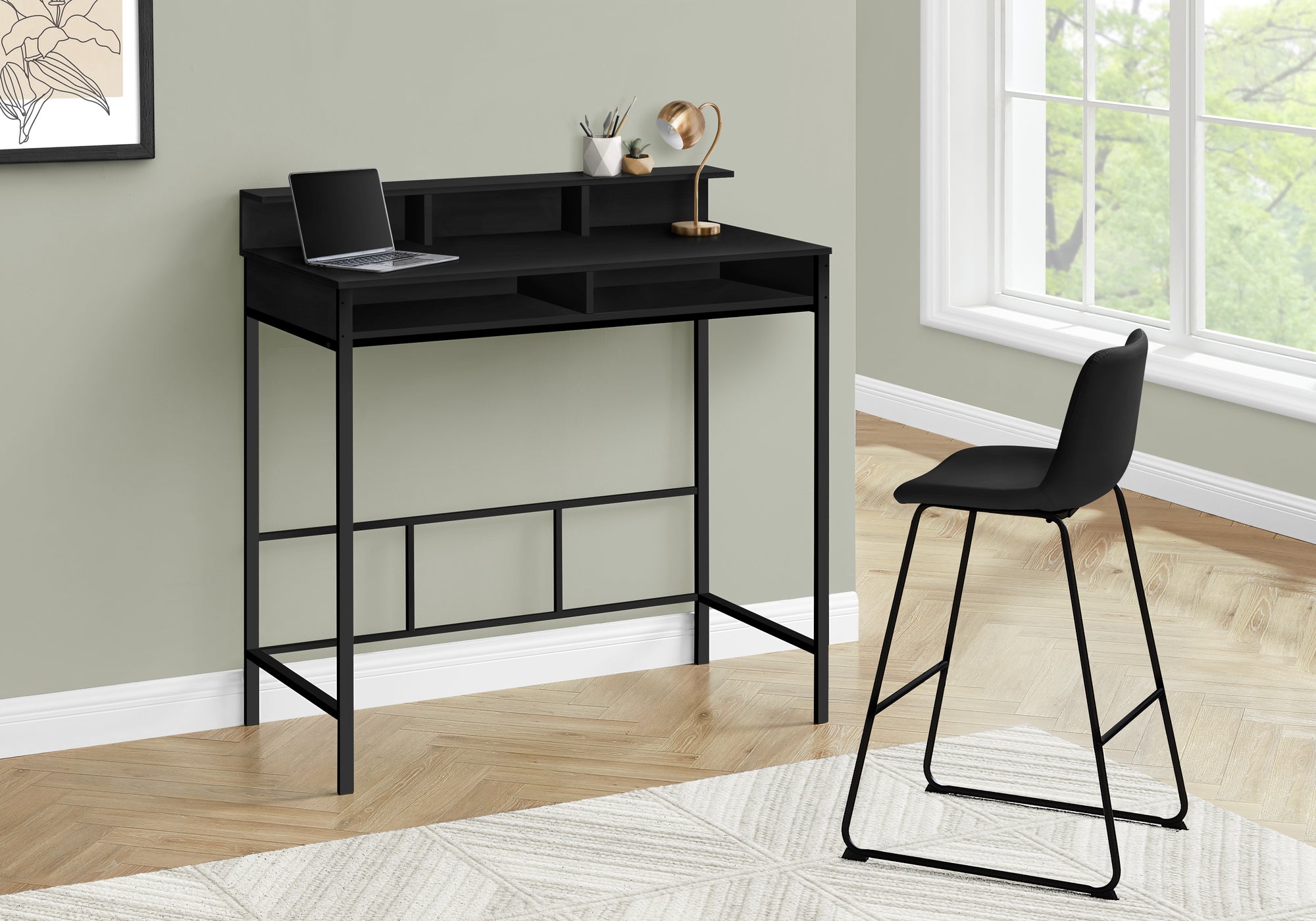 COMPUTER DESK - 48""L / BLACK / BLACK STANDING HEIGHT