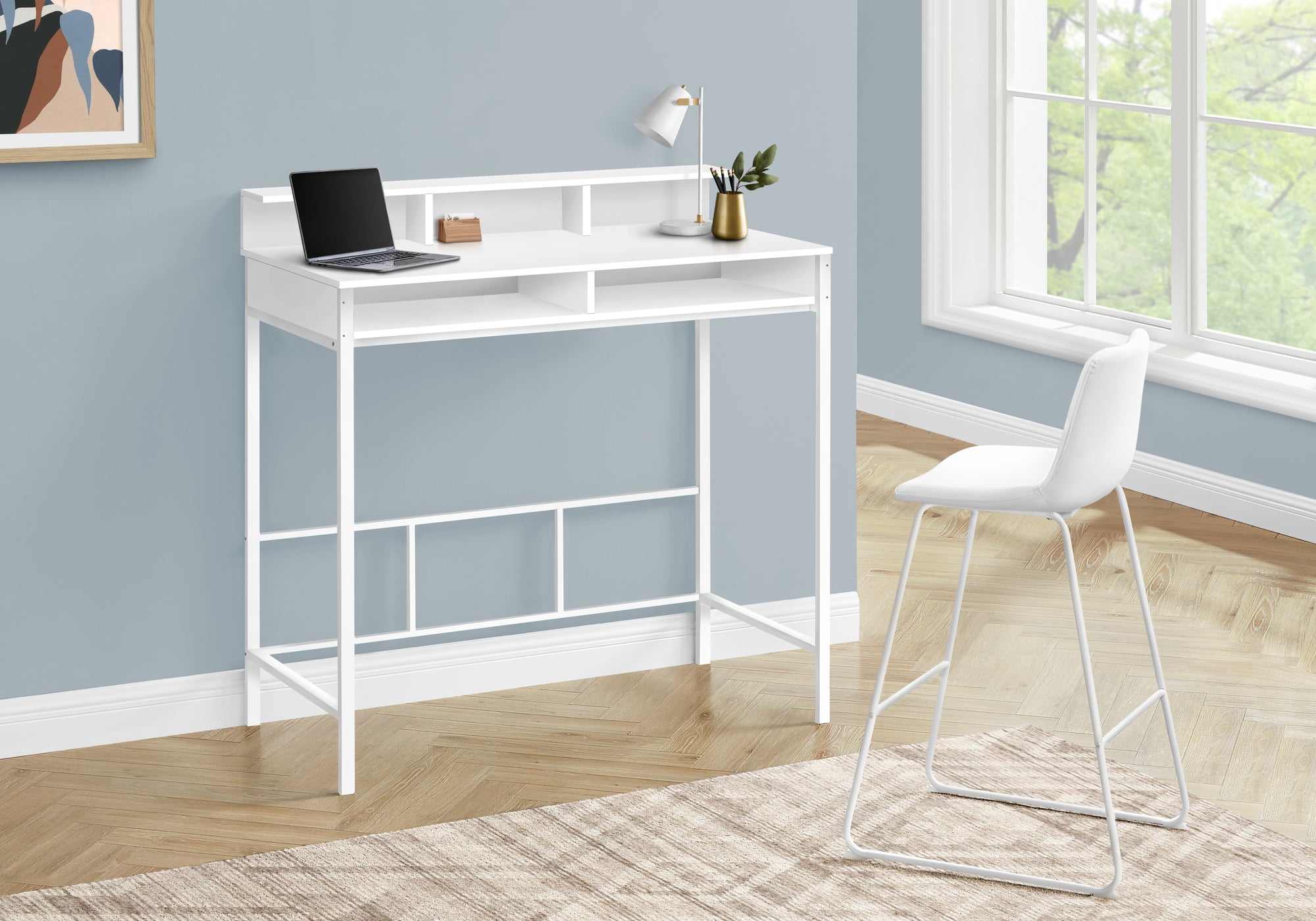 COMPUTER DESK - 48""L / WHITE / WHITE STANDING HEIGHT