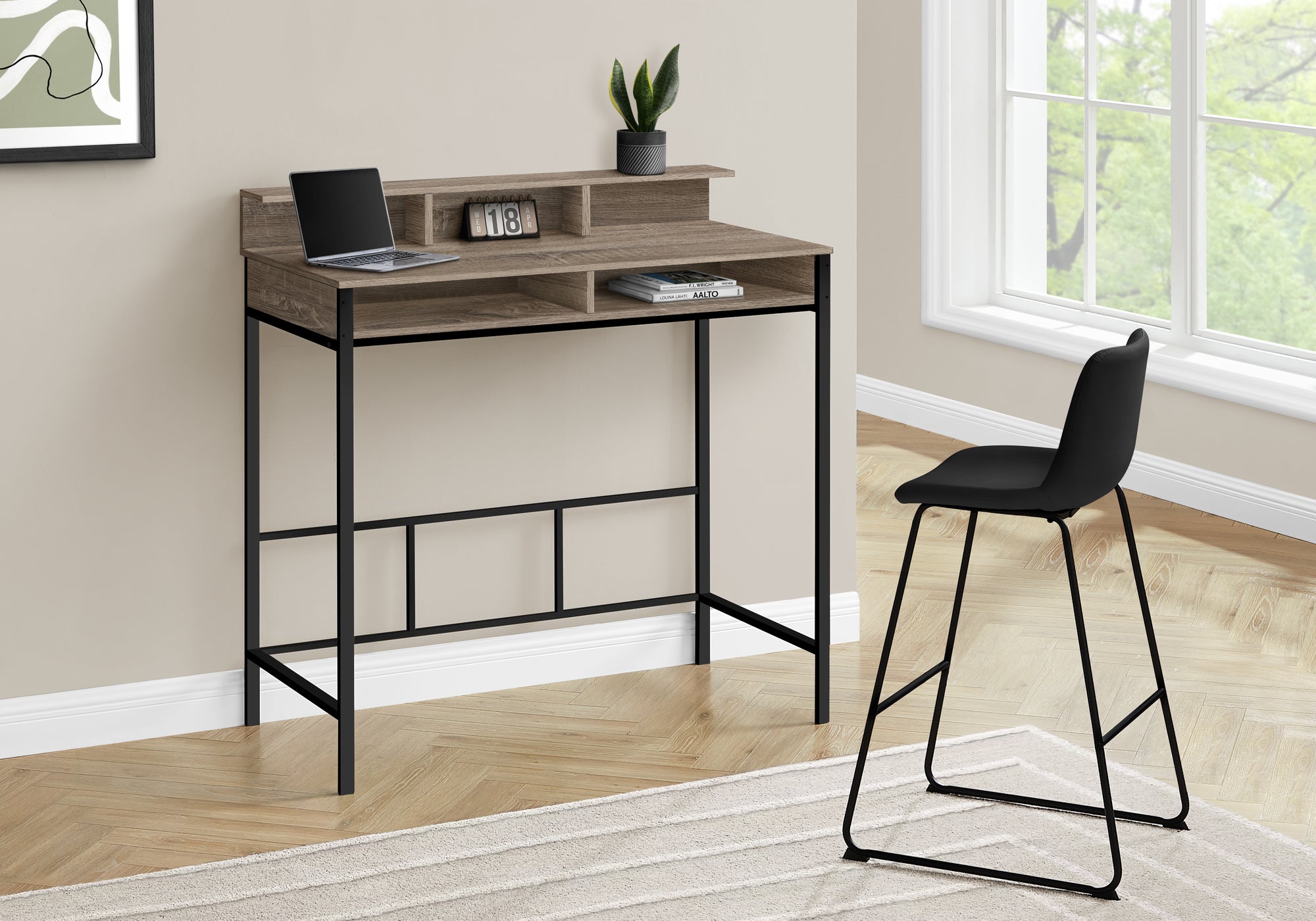 COMPUTER DESK - 48""L / DARK TAUPE / BLACK STANDING HEIGHT