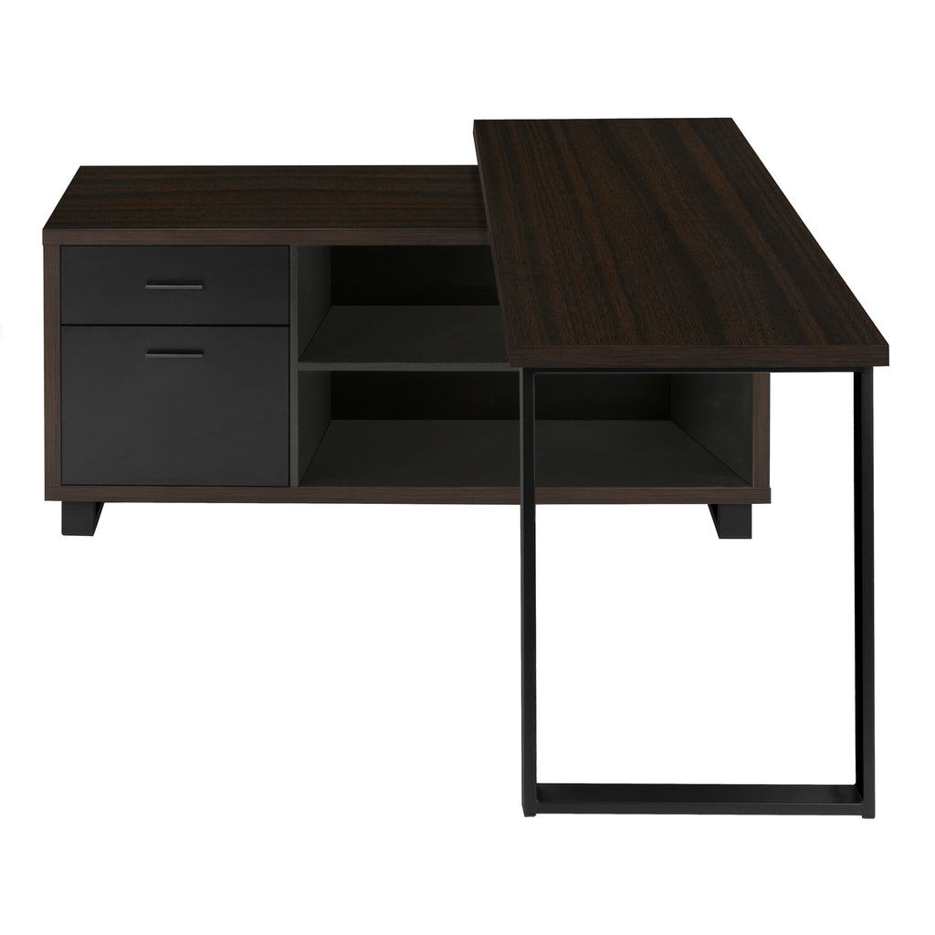 COMPUTER DESK - 72""L ESPRESSO / BLACK EXECUTIVE CORNER