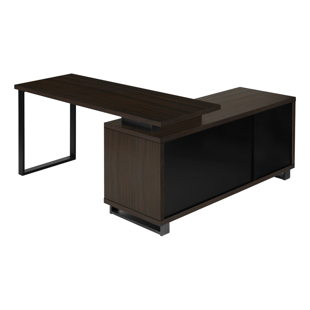 COMPUTER DESK - 72""L ESPRESSO / BLACK EXECUTIVE CORNER