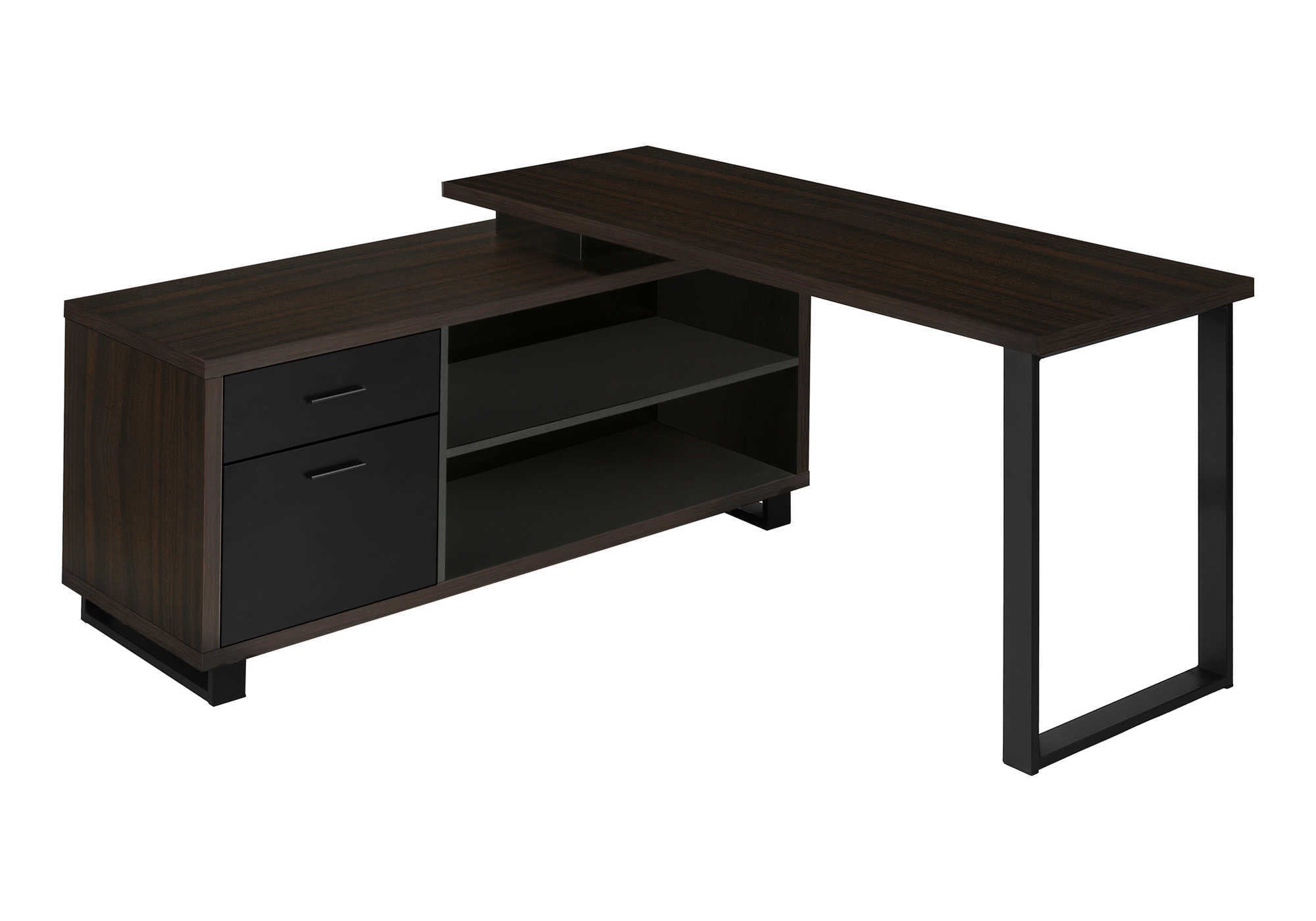 COMPUTER DESK - 72""L ESPRESSO / BLACK EXECUTIVE CORNER