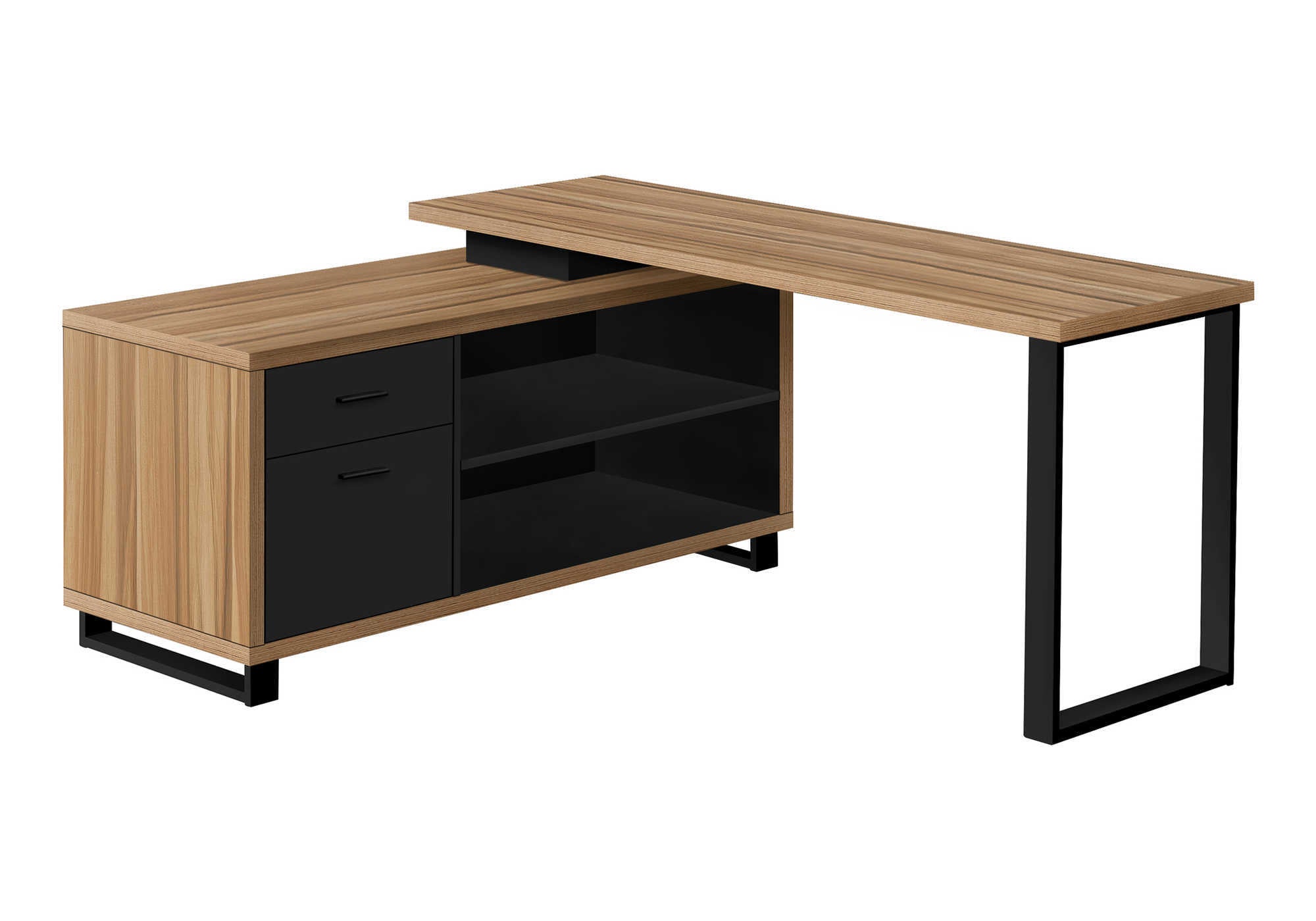 COMPUTER DESK - 72""L RECLAIMED / BLACK EXECUTIVE CORNER