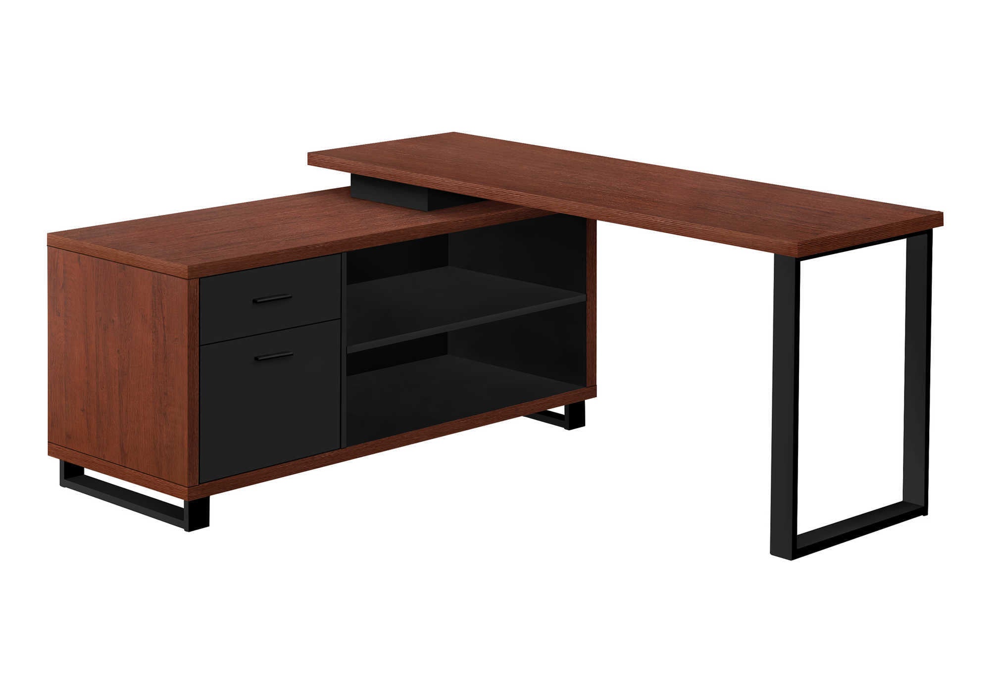 COMPUTER DESK - 72""L CHERRY / BLACK EXECUTIVE CORNER