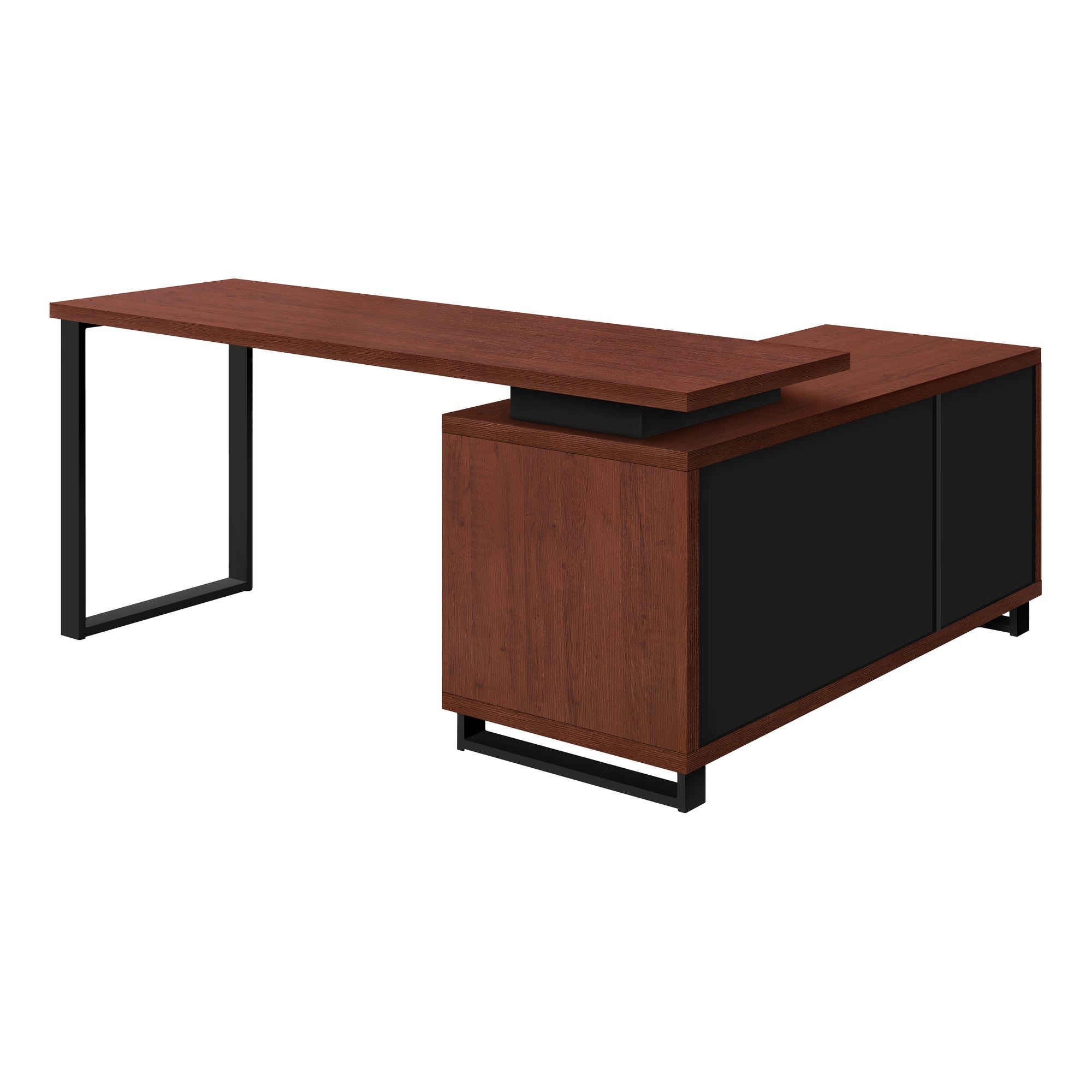 COMPUTER DESK - 72""L CHERRY / BLACK EXECUTIVE CORNER