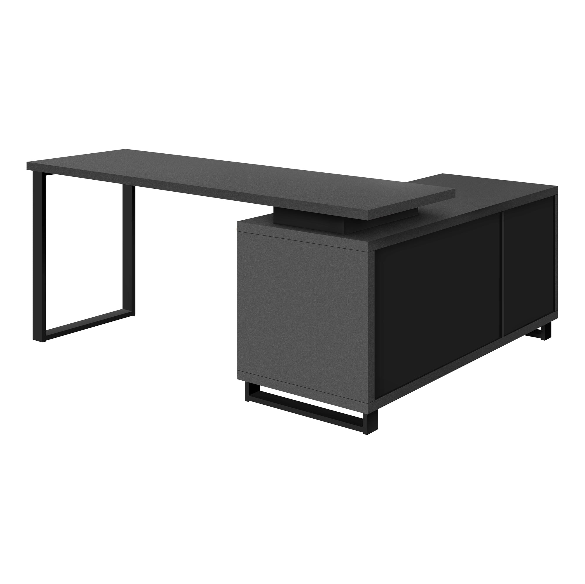COMPUTER DESK - 72""L MODERN GREY / BLACK EXECUTIVE CORNER