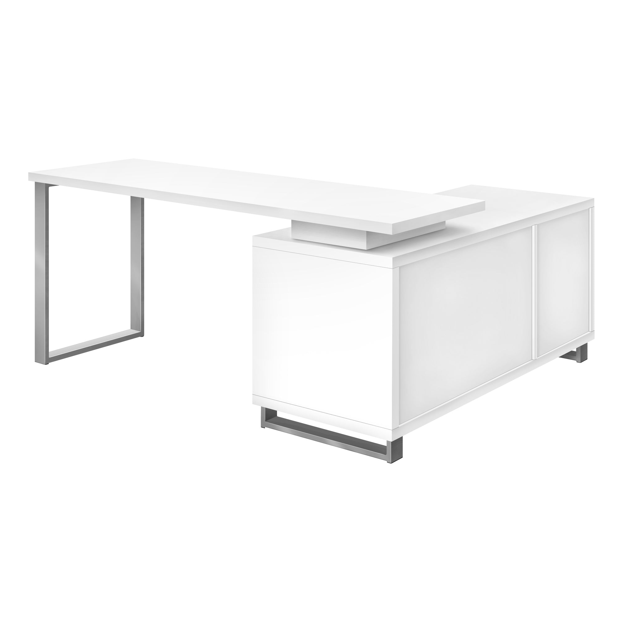 COMPUTER DESK - 72""L WHITE / SILVER EXECUTIVE CORNER