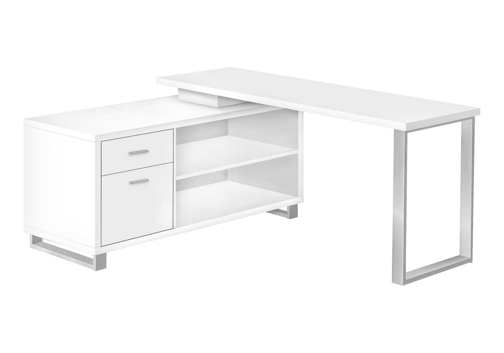 COMPUTER DESK - 72""L WHITE / SILVER EXECUTIVE CORNER