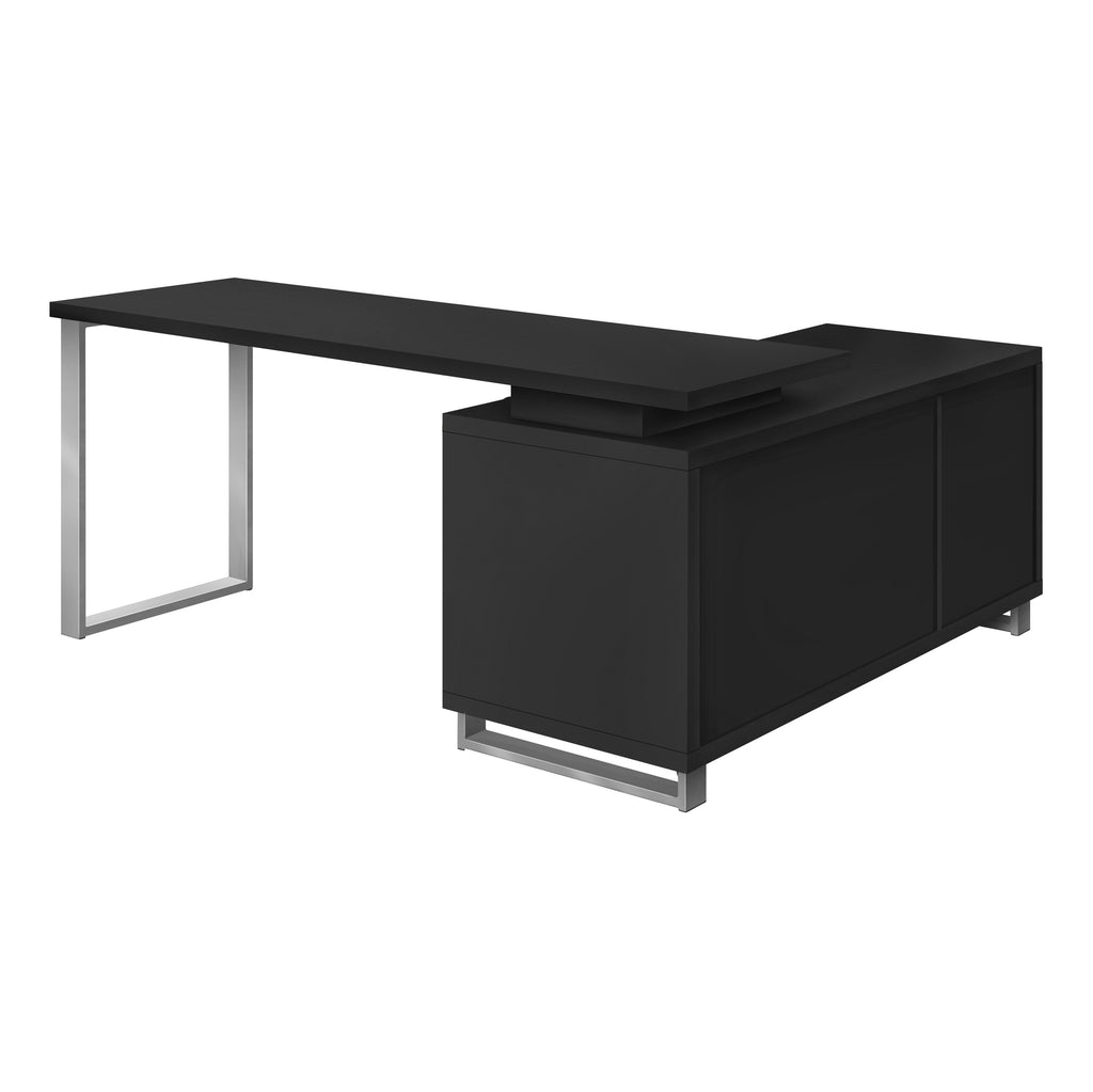 COMPUTER DESK - 72""L BLACK / SILVER EXECUTIVE CORNER