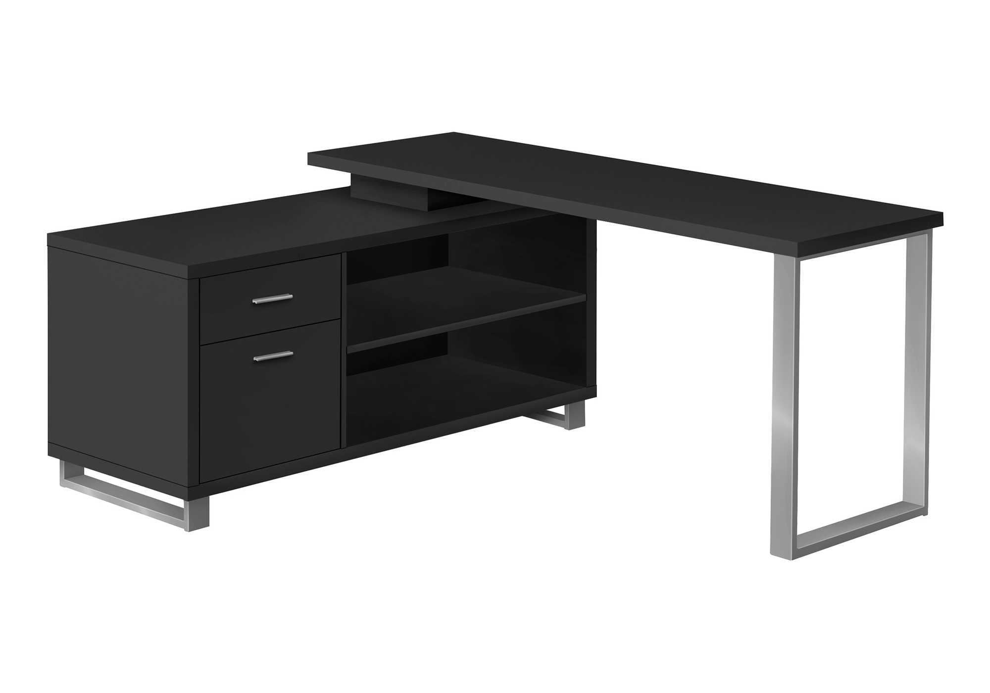 COMPUTER DESK - 72""L BLACK / SILVER EXECUTIVE CORNER
