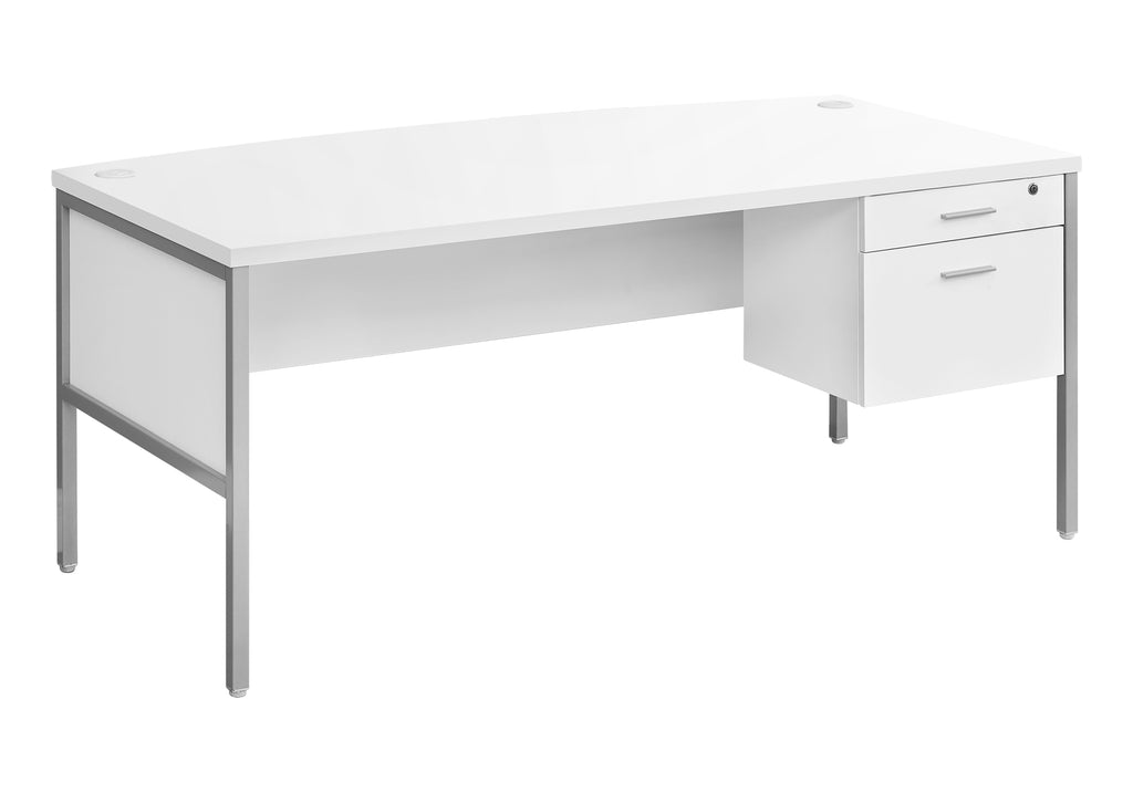 COMPUTER DESK - 72""L WHITE / SILVER COMMERCIAL GRADE