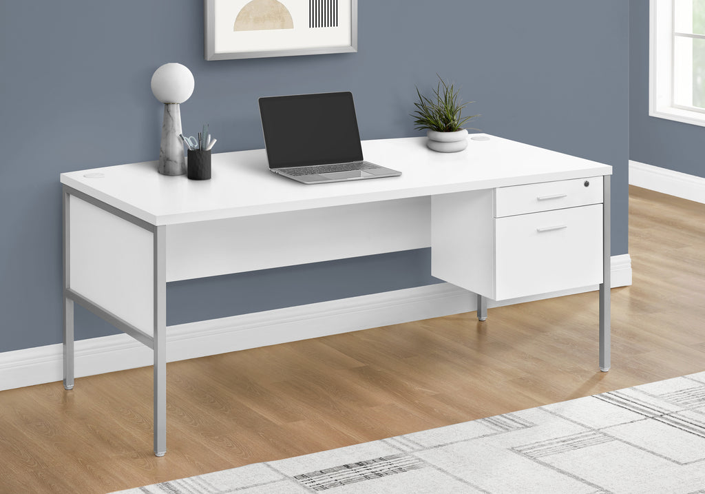 COMPUTER DESK - 72""L WHITE / SILVER COMMERCIAL GRADE