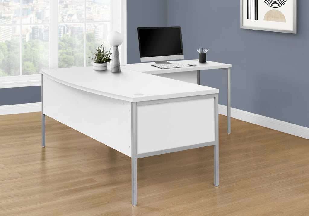 COMPUTER DESK - 72""L WHITE / SILVER COMMERCIAL GRADE