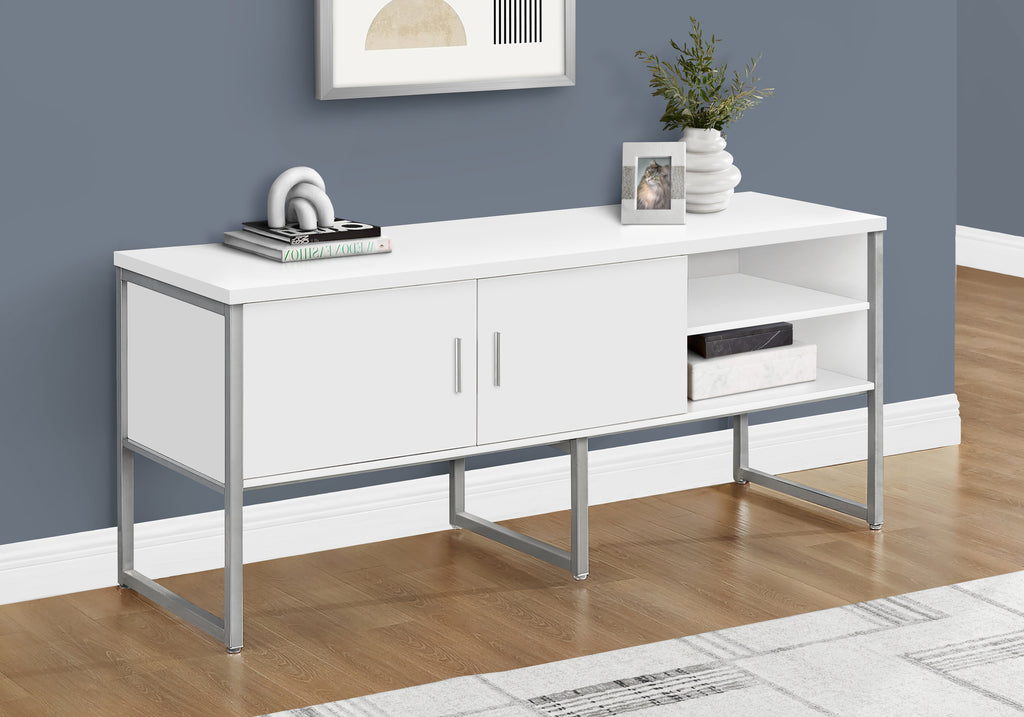 OFFICE CREDENZA - 72""L WHITE / SILVER COMMERCIAL GRADE