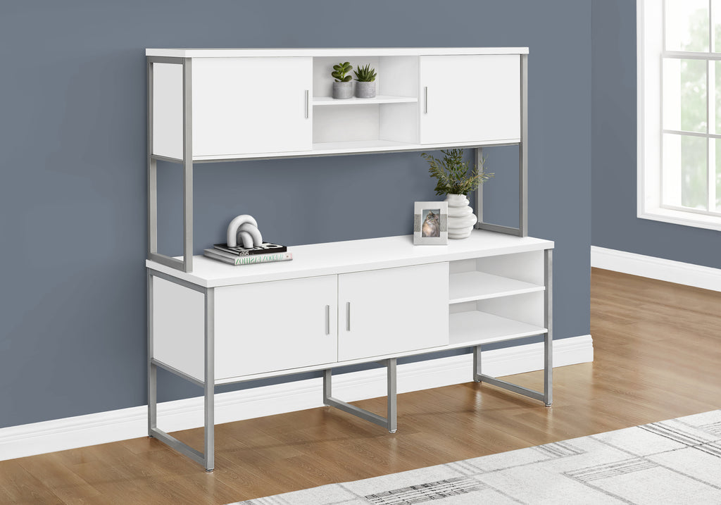 OFFICE CREDENZA - 72""L WHITE / SILVER COMMERCIAL GRADE