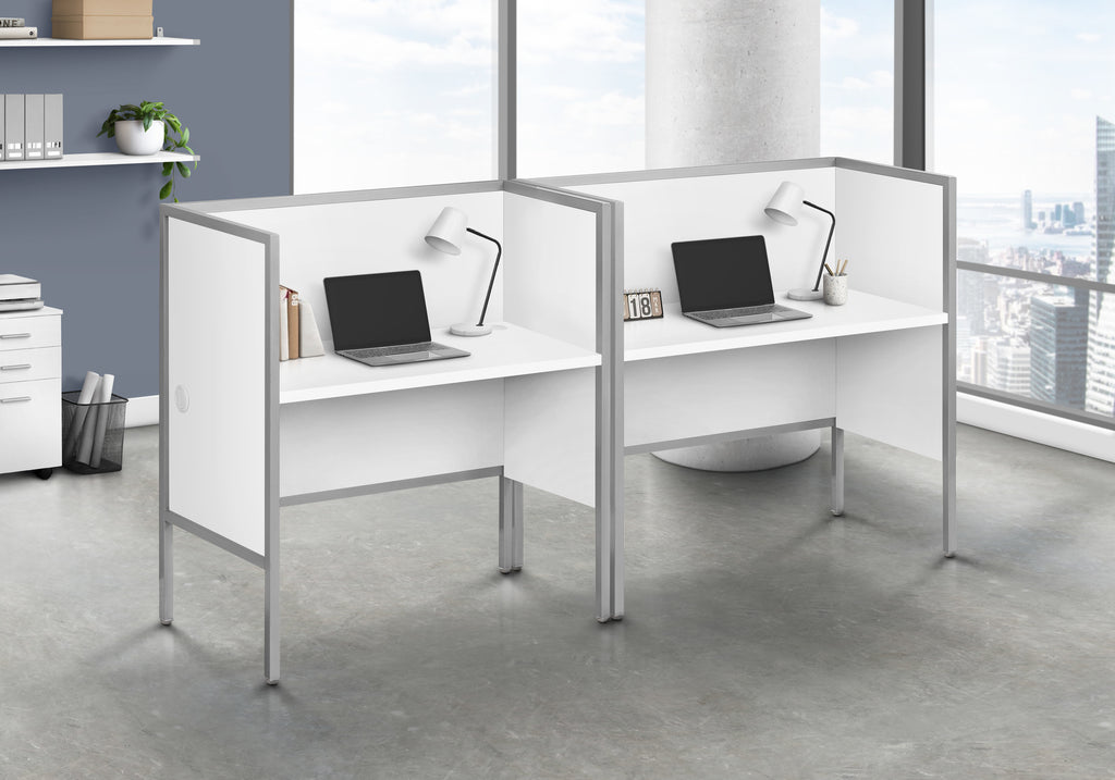 OFFICE CUBICLE - 48""L WHITE/ SILVER COMMERCIAL GRADE DESK
