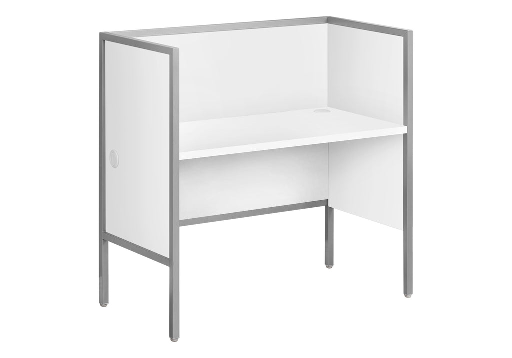 OFFICE CUBICLE - 48""L WHITE/ SILVER COMMERCIAL GRADE DESK