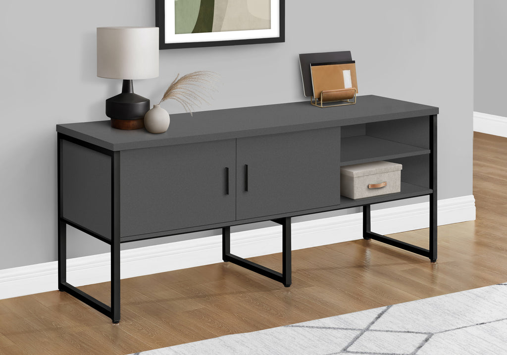 OFFICE CREDENZA - 72""L GREY / BLACK COMMERCIAL GRADE