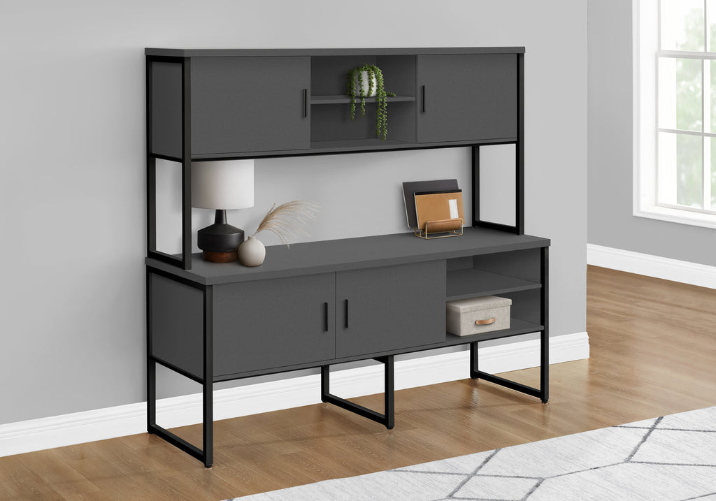 OFFICE CREDENZA - 72""L GREY / BLACK COMMERCIAL GRADE