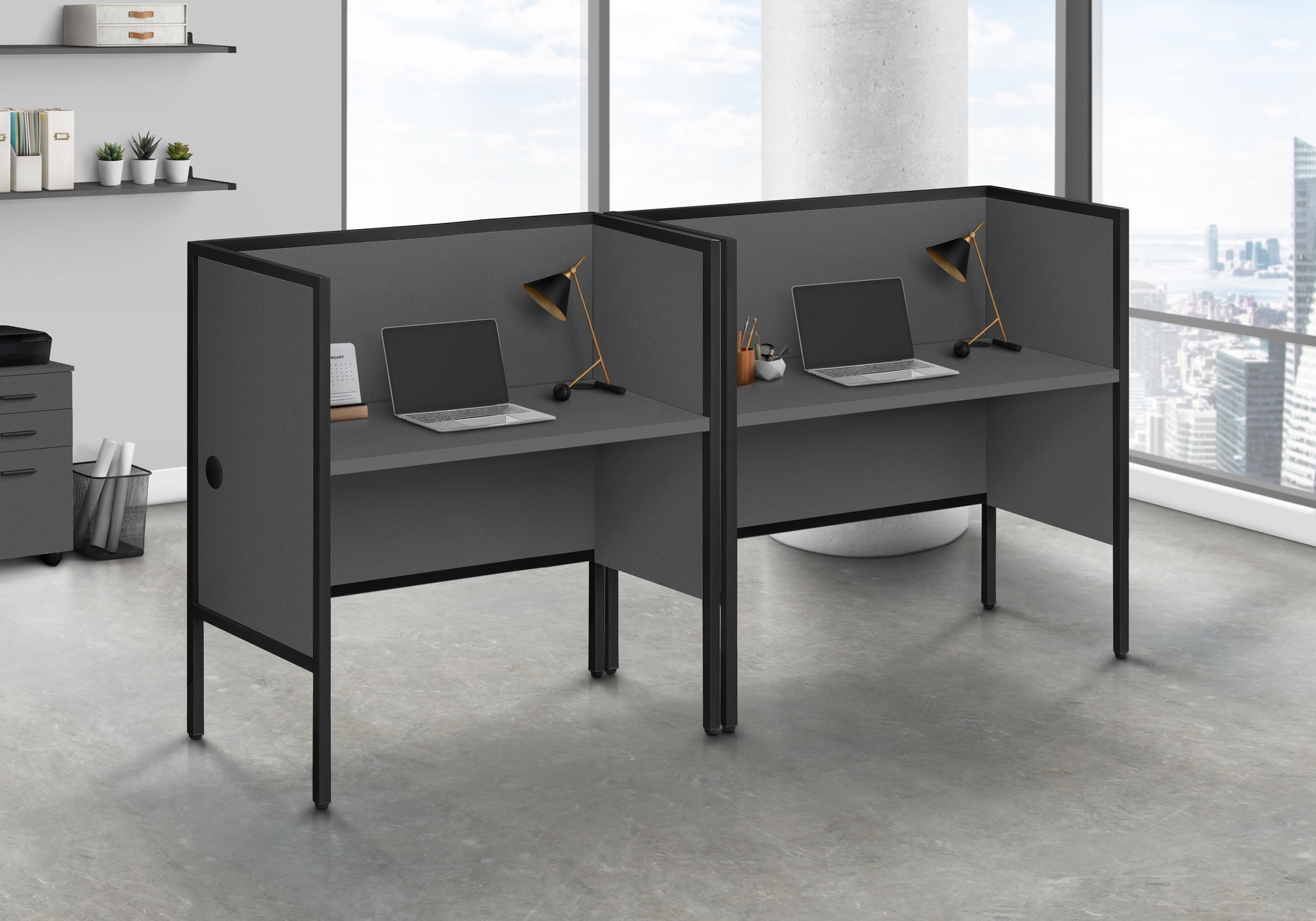 OFFICE CUBICLE - 48""L GREY/ BLACK COMMERCIAL GRADE DESK