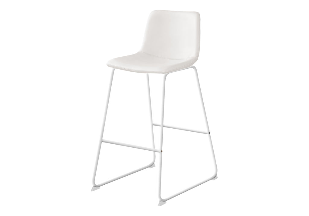 BARSTOOL - 40""H / WHITE LEATHER-LOOK / WHITE METAL