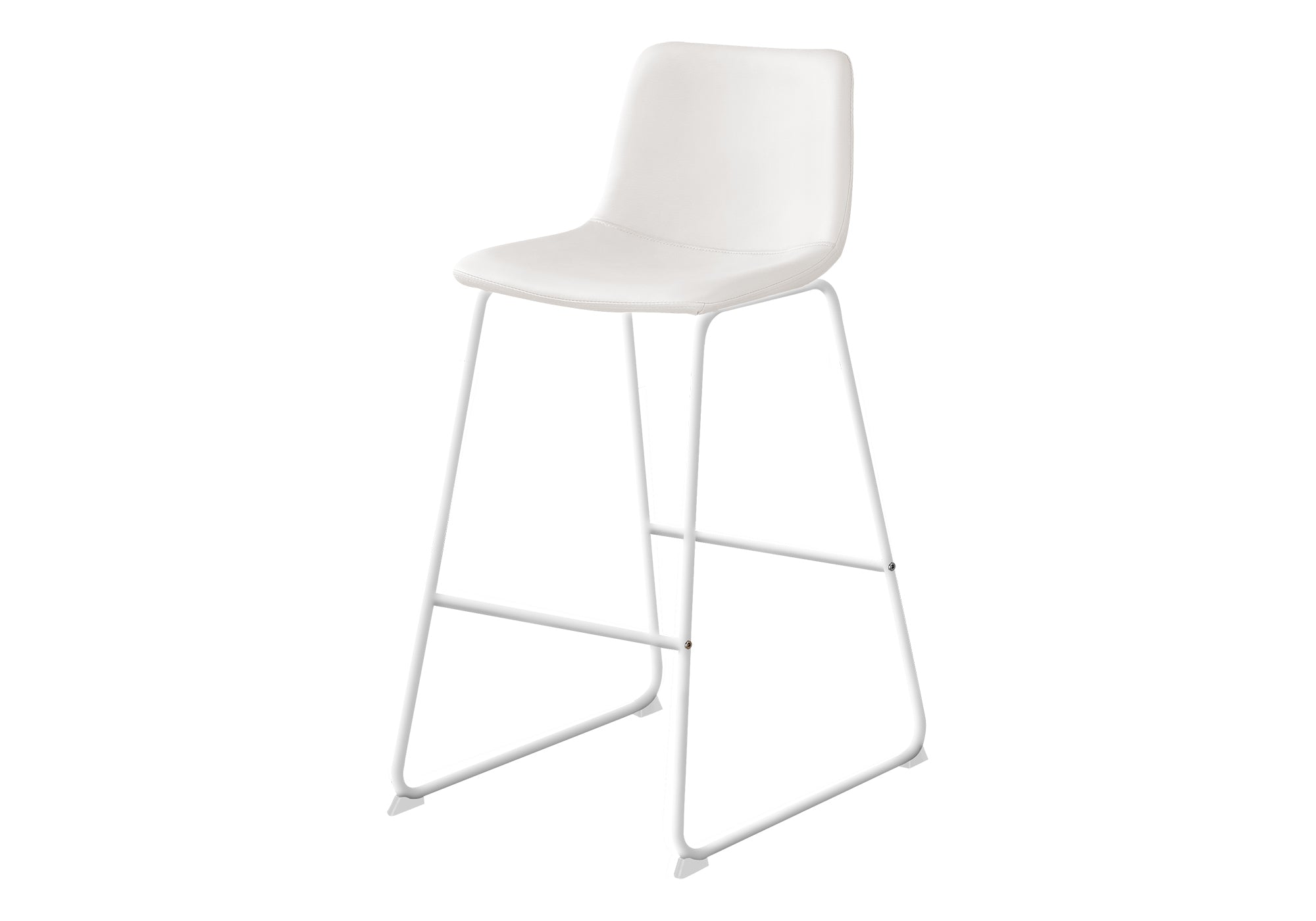 BARSTOOL - 40""H / WHITE LEATHER-LOOK / WHITE METAL