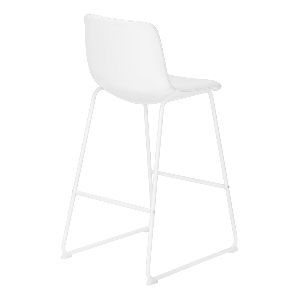 BARSTOOL - 40""H / WHITE LEATHER-LOOK / WHITE METAL