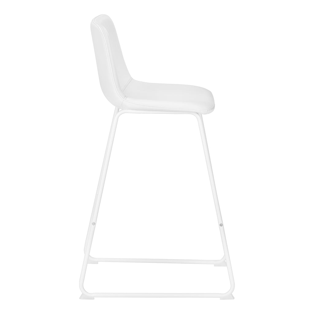 BARSTOOL - 40""H / WHITE LEATHER-LOOK / WHITE METAL