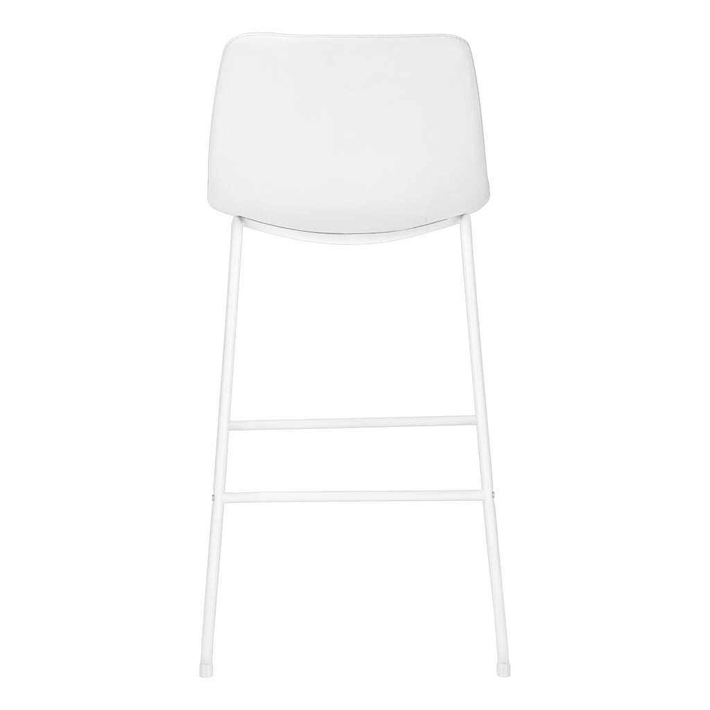 BARSTOOL - 40""H / WHITE LEATHER-LOOK / WHITE METAL