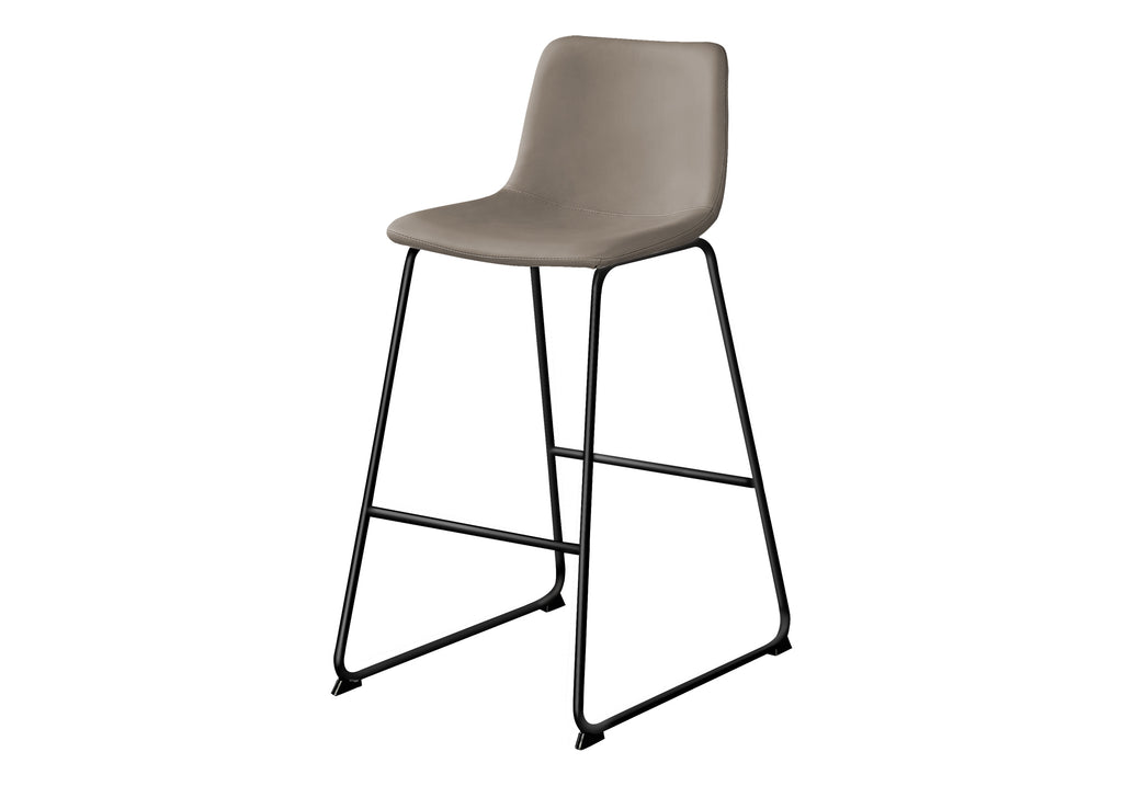 BARSTOOL - 40""H / TAUPE LEATHER-LOOK / BLACK METAL