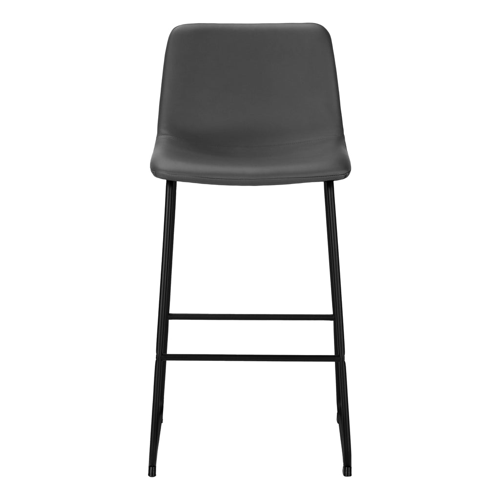 BARSTOOL - 40""H / GREY LEATHER-LOOK / BLACK METAL