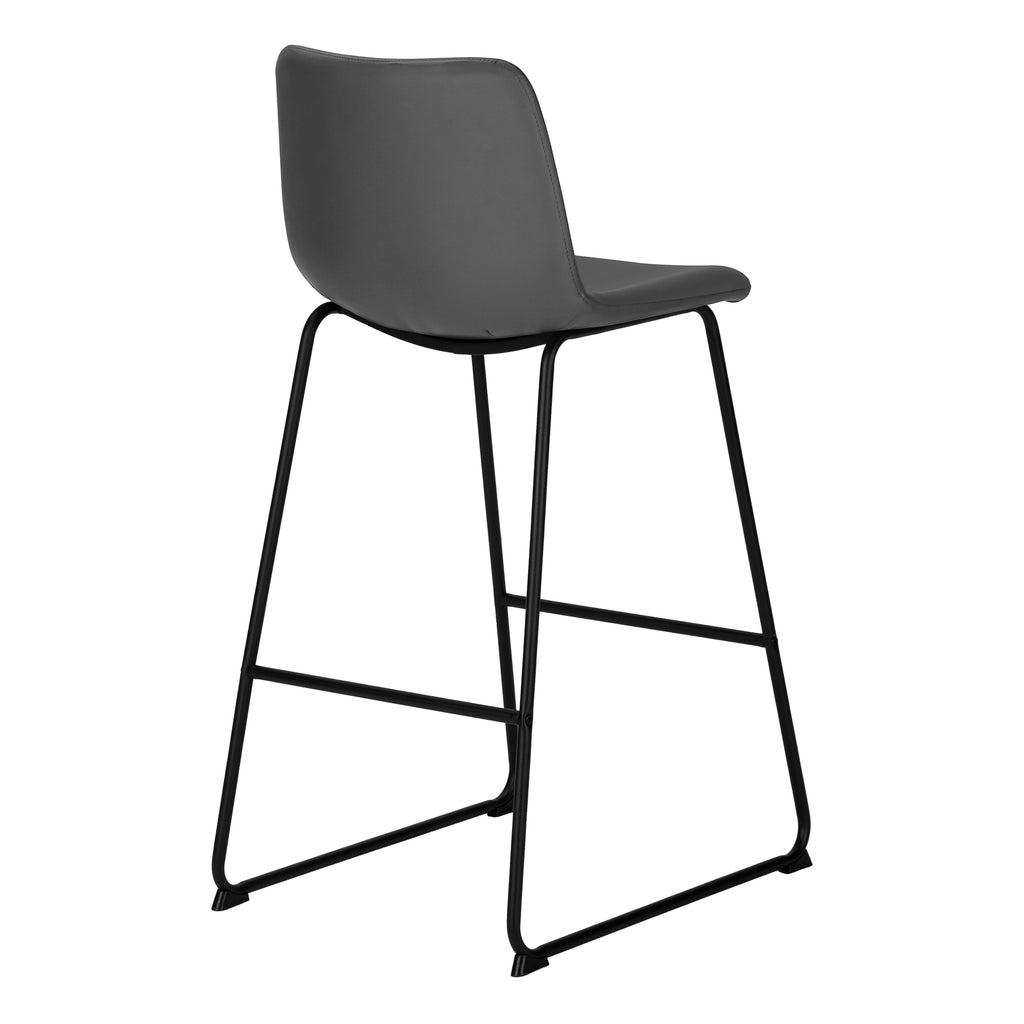 BARSTOOL - 40""H / GREY LEATHER-LOOK / BLACK METAL