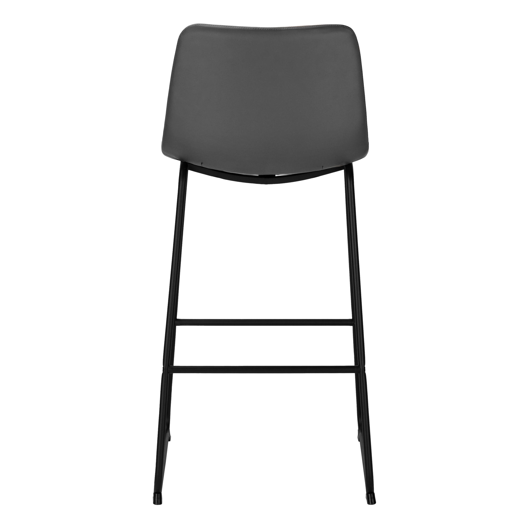 BARSTOOL - 40""H / GREY LEATHER-LOOK / BLACK METAL