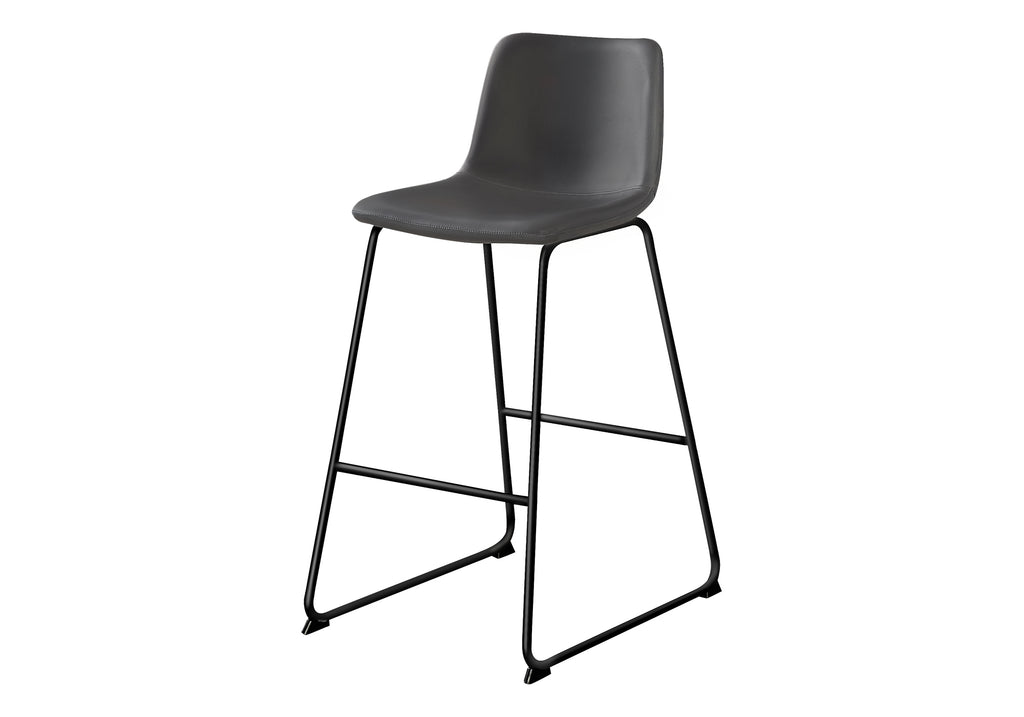 BARSTOOL - 40""H / GREY LEATHER-LOOK / BLACK METAL