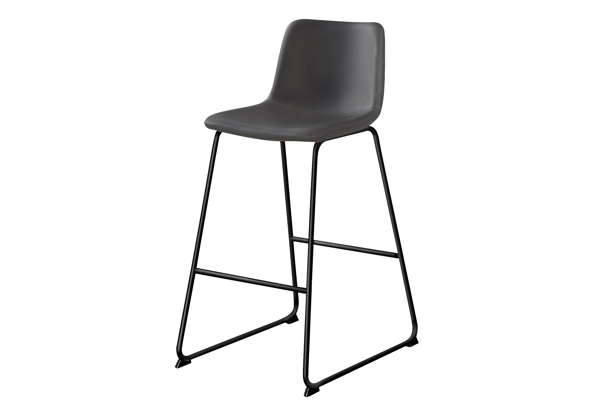 BARSTOOL - 40""H / GREY LEATHER-LOOK / BLACK METAL