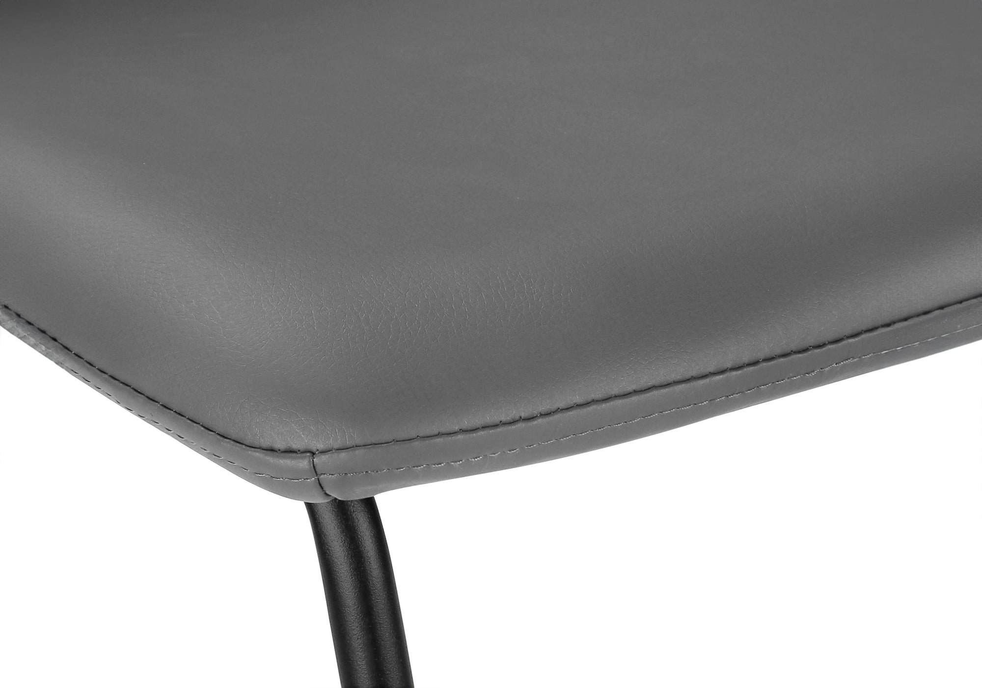 BARSTOOL - 40""H / GREY LEATHER-LOOK / BLACK METAL