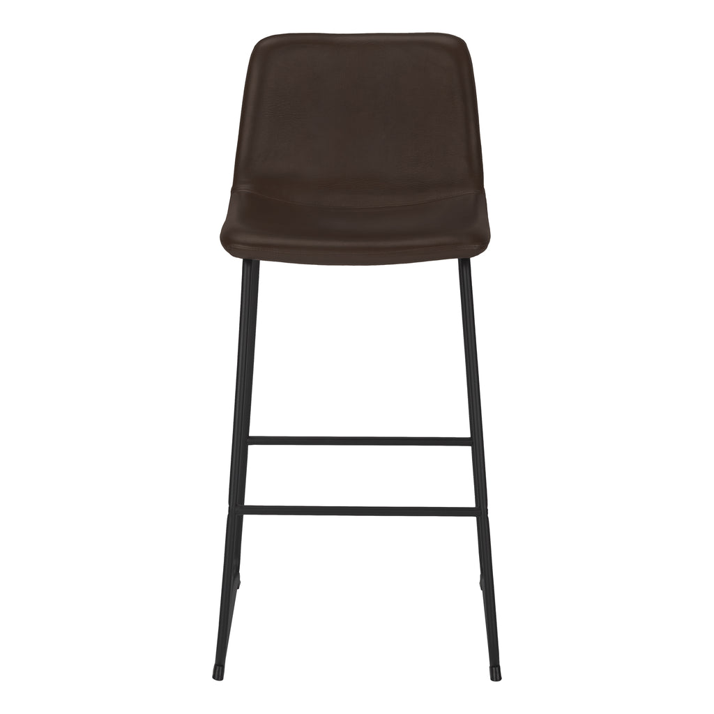 BARSTOOL - 40""H / BROWN LEATHER-LOOK / BLACK METAL