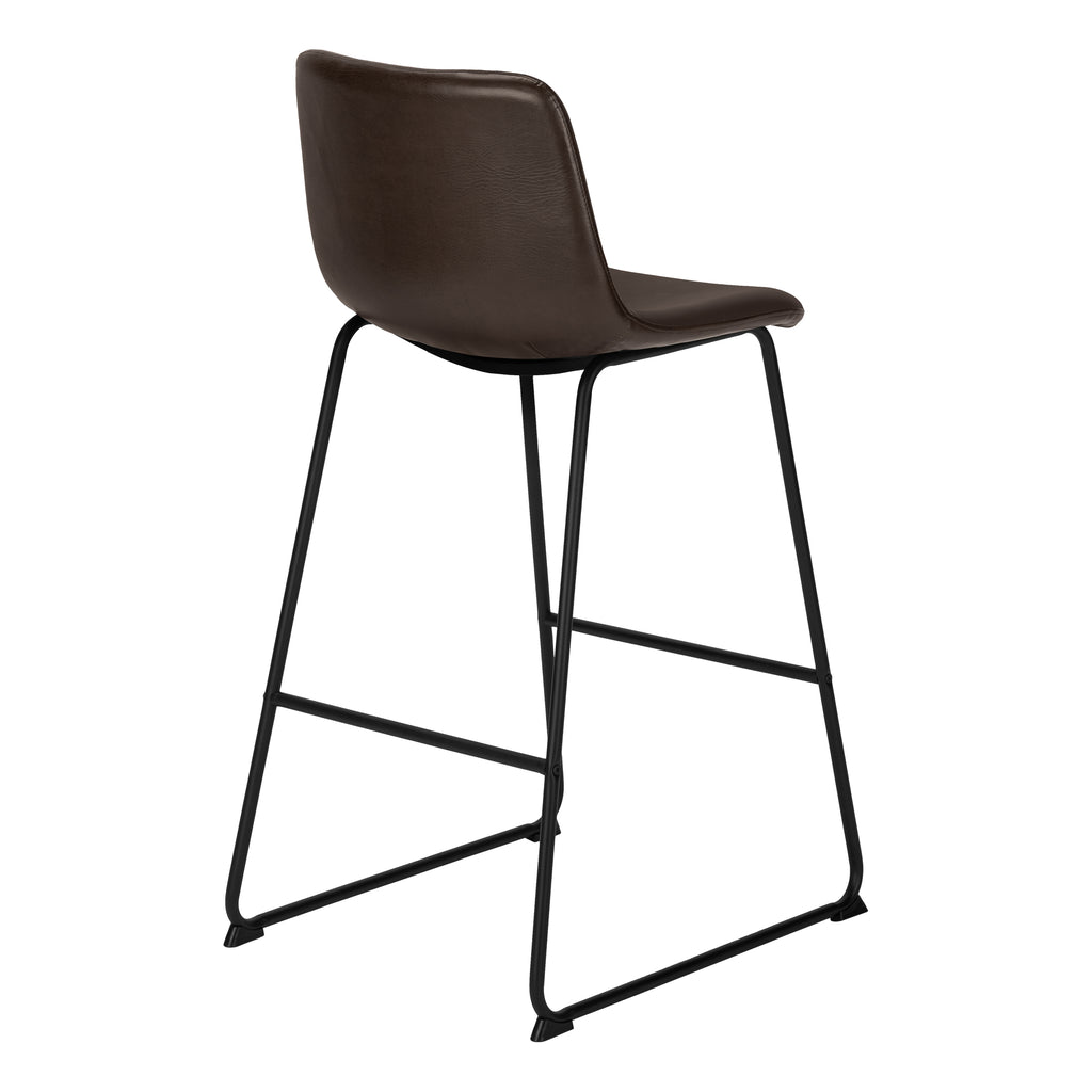 BARSTOOL - 40""H / BROWN LEATHER-LOOK / BLACK METAL