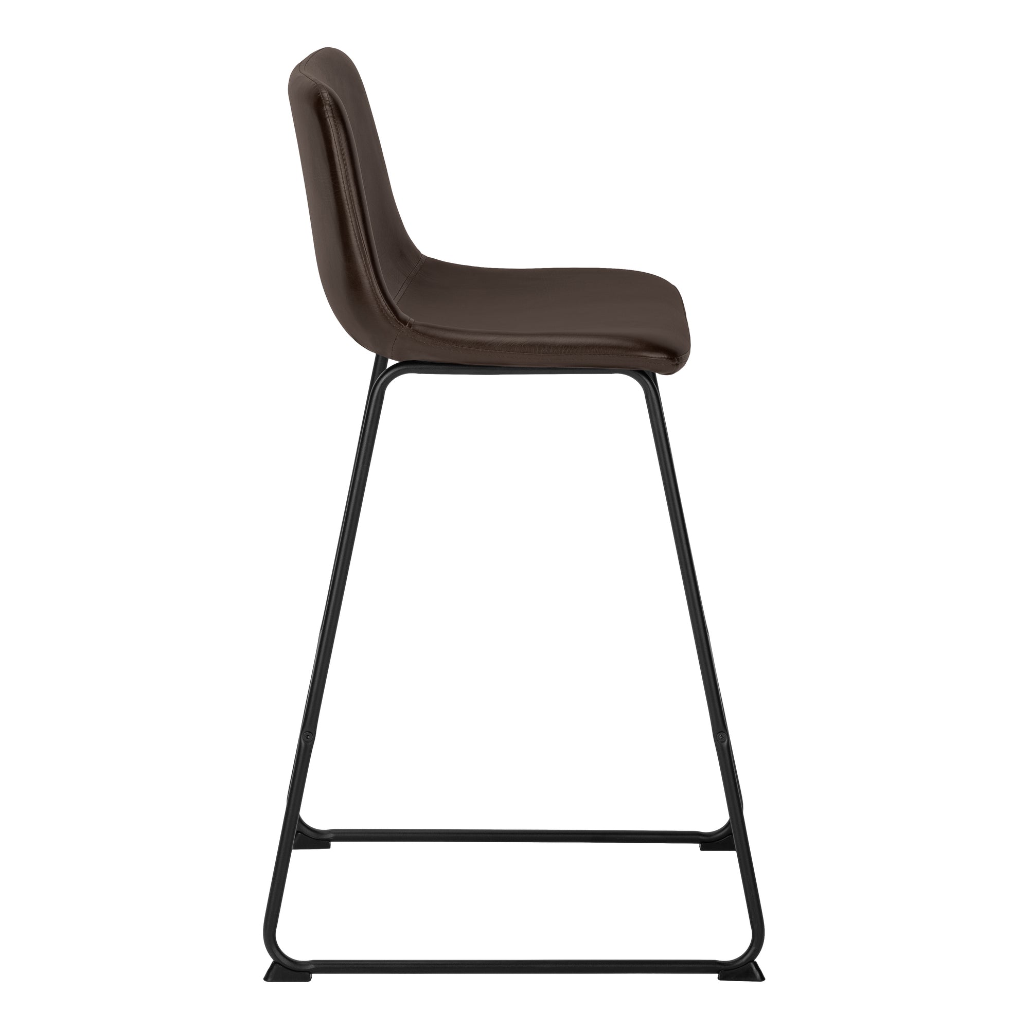 BARSTOOL - 40""H / BROWN LEATHER-LOOK / BLACK METAL