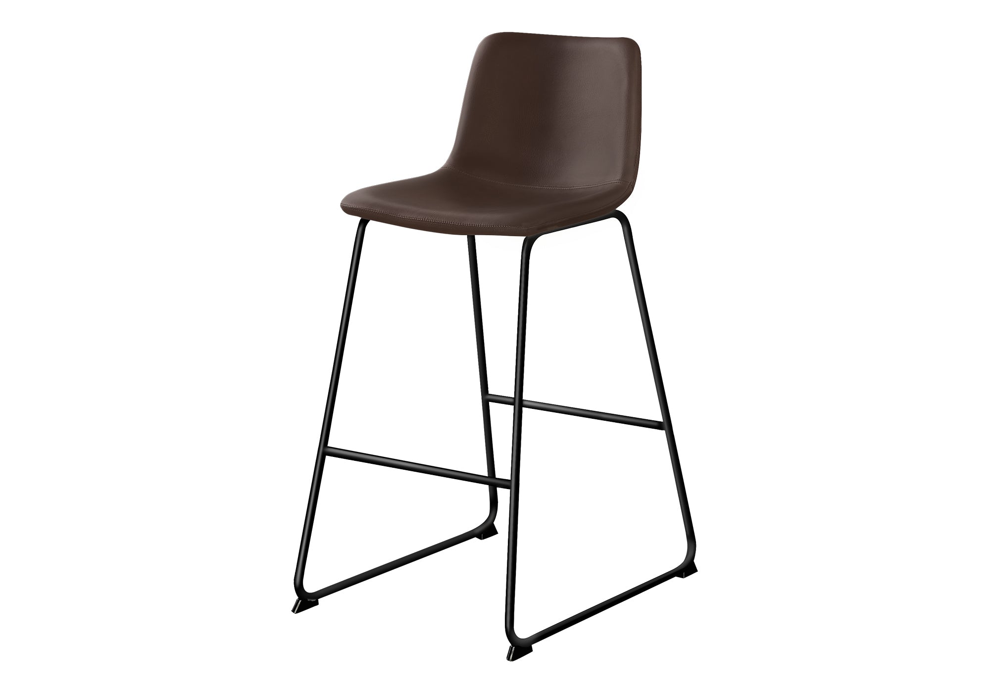 BARSTOOL - 40""H / BROWN LEATHER-LOOK / BLACK METAL