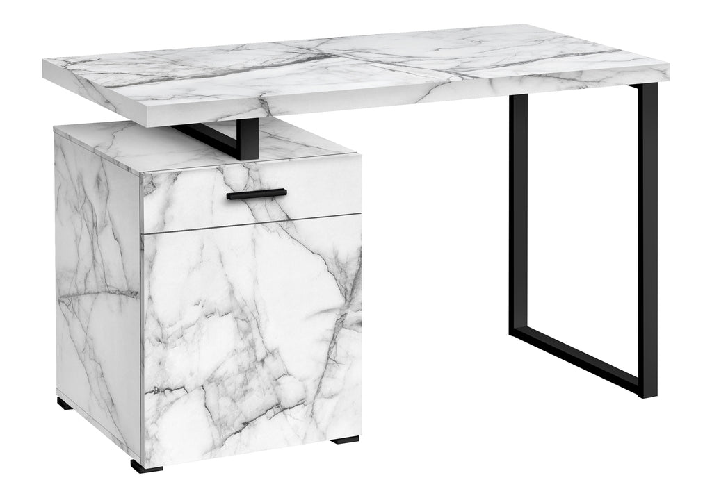 COMPUTER DESK - 48""L / WHITE MARBLE LEFT OR RIGHT FACING