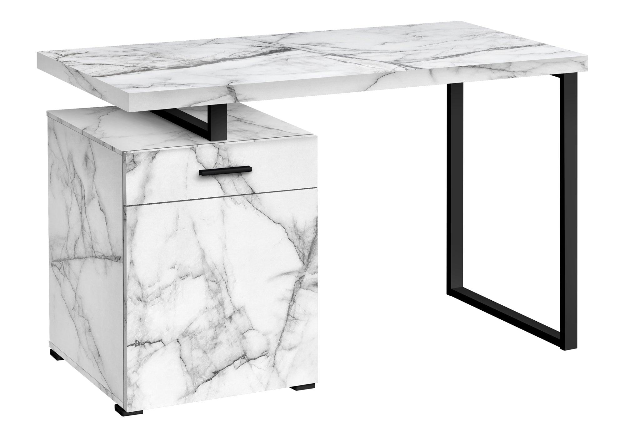 COMPUTER DESK - 48""L / WHITE MARBLE LEFT OR RIGHT FACING