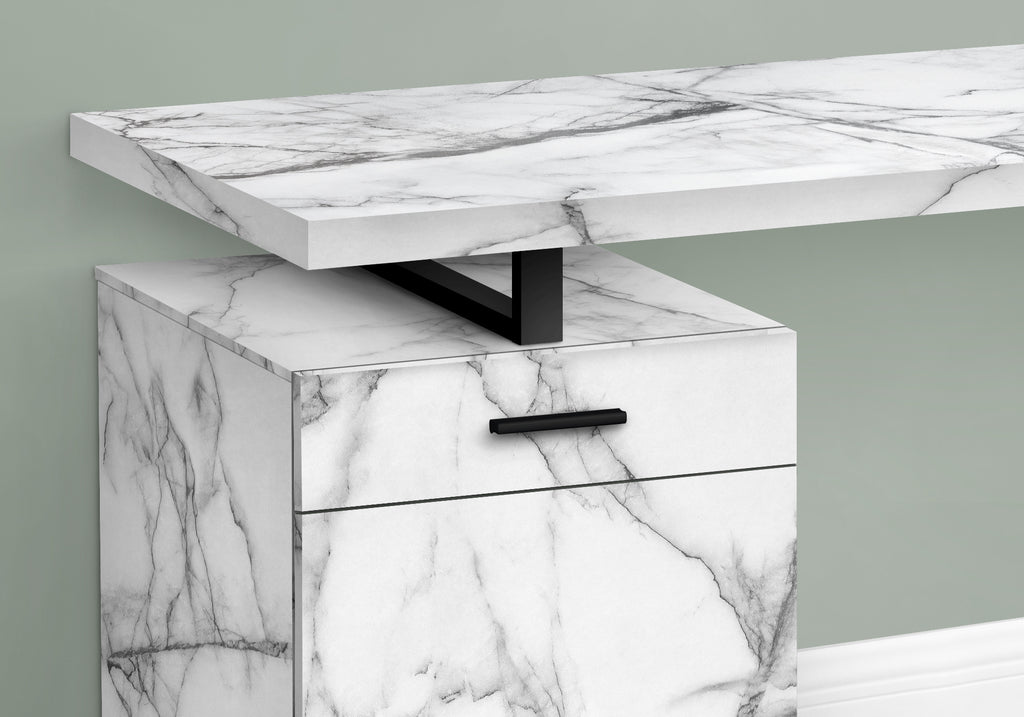 COMPUTER DESK - 48""L / WHITE MARBLE LEFT OR RIGHT FACING