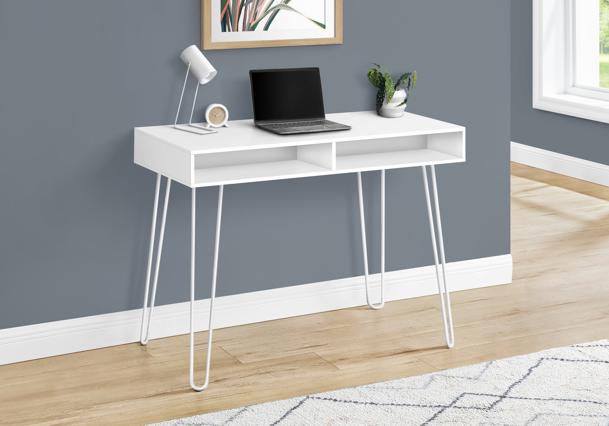 COMPUTER DESK - 40""L / WHITE / WHITE METAL