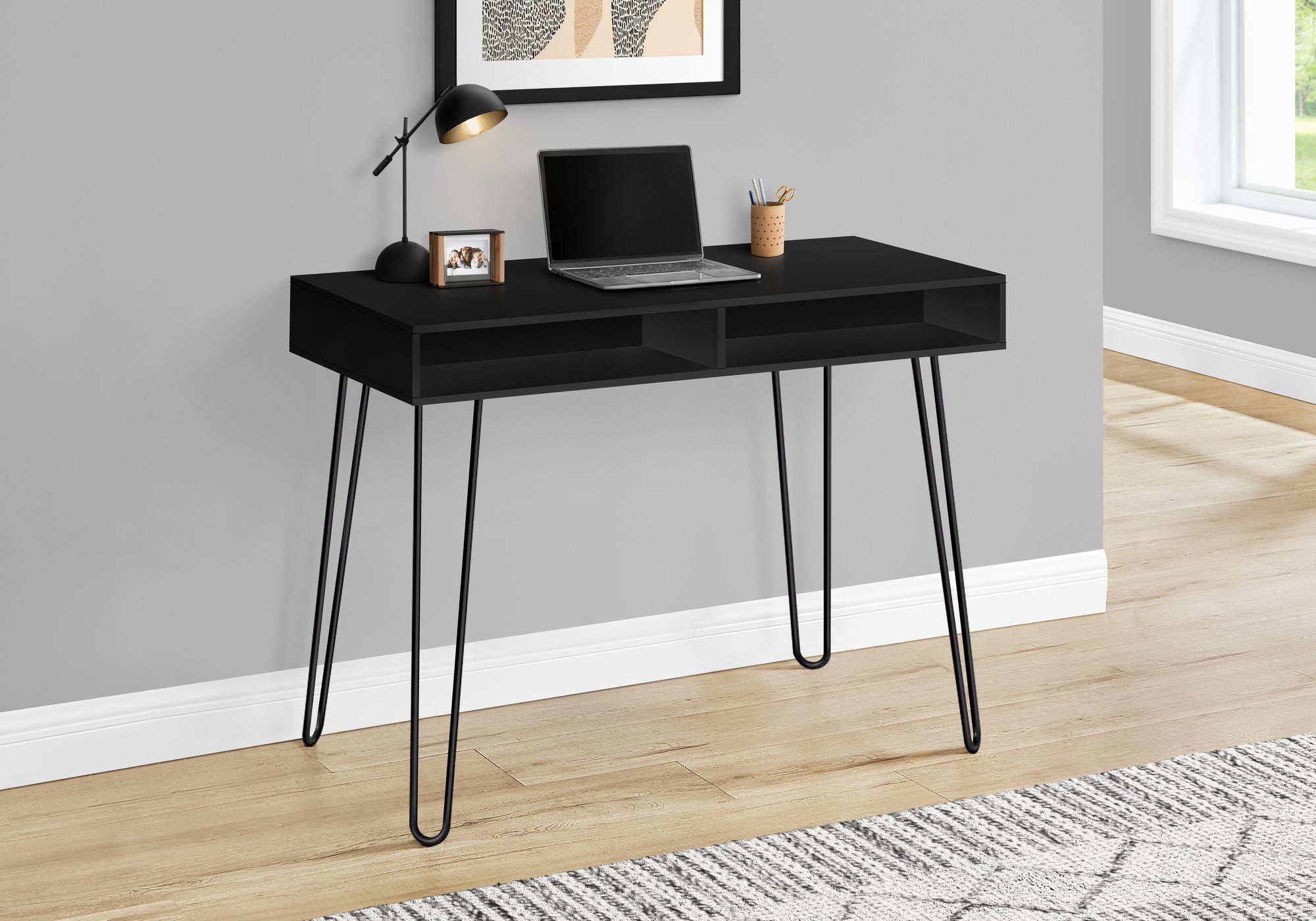 COMPUTER DESK - 40""L / BLACK / BLACK METAL
