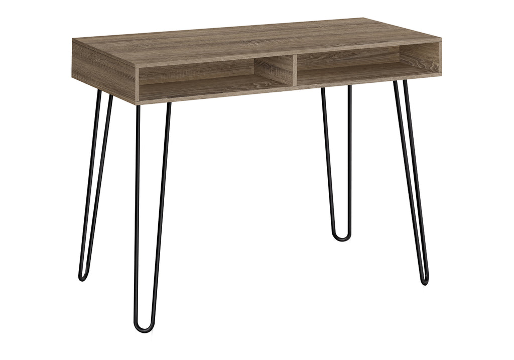 COMPUTER DESK - 40""L / DARK TAUPE / BLACK METAL