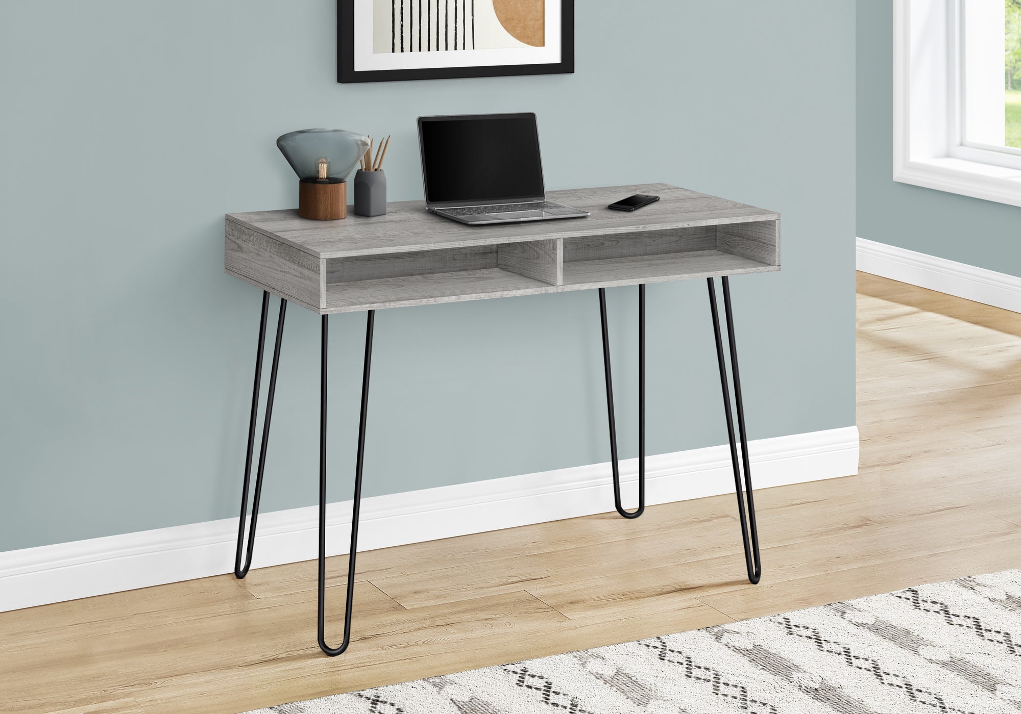 COMPUTER DESK - 40""L / GREY / BLACK METAL